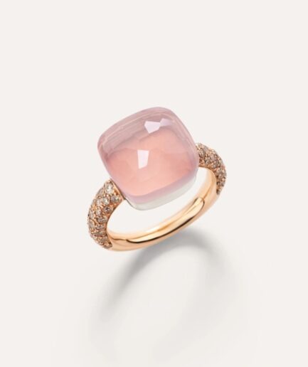 Nudo Ring Maxi Rose Quartz Diamonds