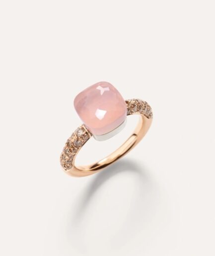 Nudo Ring Petit Rose Quartz Diamonds